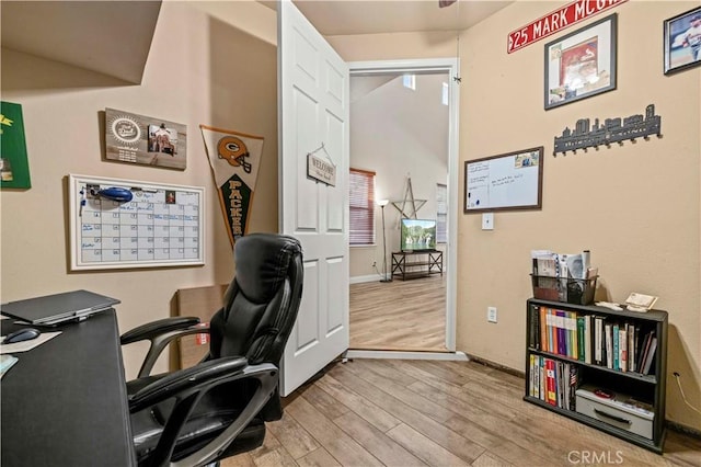 28436 Calex Dr, Valencia, CA 91354 - home office with wood finished floors and baseboards
