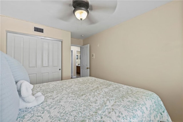 28436 Calex Dr, Valencia, CA 91354 - bedroom featuring a closet and a ceiling fan