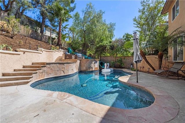 28436 Calex Dr, Valencia, CA 91354 - view of swimming pool featuring a patio and a fenced backyard
