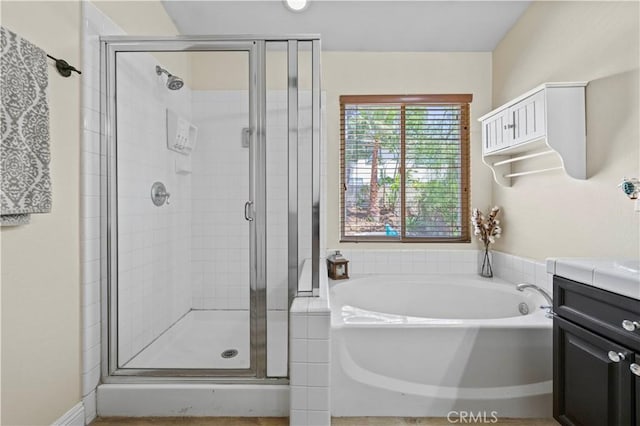 28436 Calex Dr, Valencia, CA 91354 - full bath featuring a bath, a shower stall, and vanity