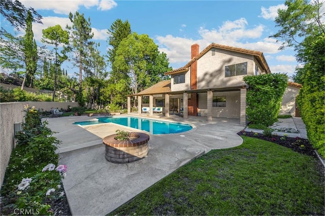 5622 Revere Ave, Rancho Cucamonga, CA 91737 - view of pool featuring an outdoor fire pit and a patio area