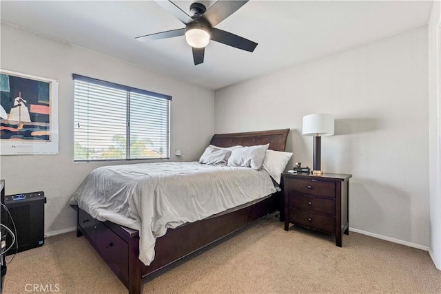 3582 Cedar Ridge Ln, Corona, CA 92881 - bedroom featuring baseboards, light colored carpet, and ceiling fan