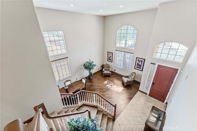 3582 Cedar Ridge Ln, Corona, CA 92881 - tiled foyer featuring a towering ceiling and recessed lighting