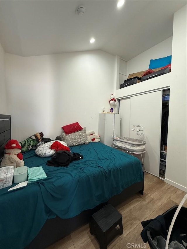 18649 Willard St, Reseda, CA 91335 - bedroom with wood finished floors, lofted ceiling, and recessed lighting