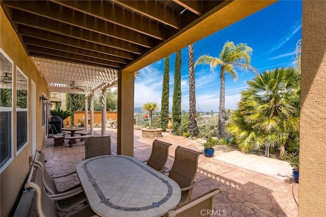 33850 Sattui St, Temecula, CA 92592 - fenced backyard featuring a patio area, outdoor dining space, and a fire pit