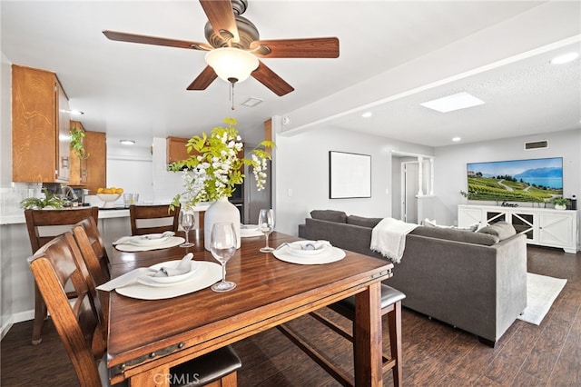 15113 Hayford St, La Mirada, CA 90638 - dining space featuring wood finished floors, recessed lighting, and a ceiling fan
