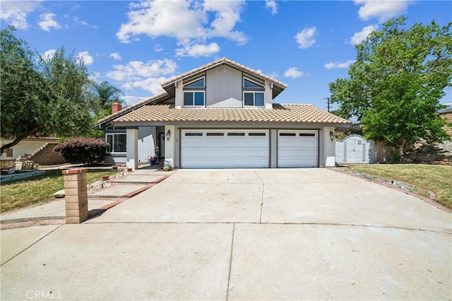 6114 Sard St, Rancho Cucamonga, CA 91701 - traditional-style home featuring a tile roof, driveway, a gate, and an attached garage