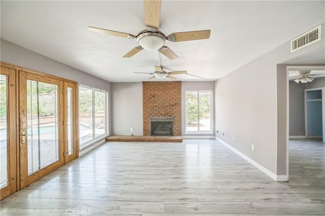 6114 Sard St, Rancho Cucamonga, CA 91701 - unfurnished living room with ceiling fan, light wood-type flooring, and plenty of natural light
