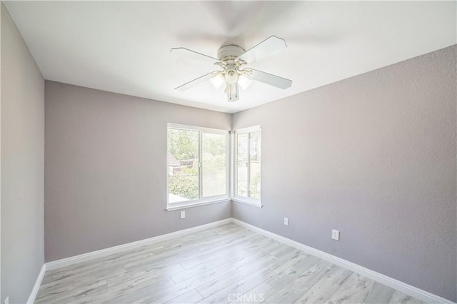 6114 Sard St, Rancho Cucamonga, CA 91701 - unfurnished room featuring light wood-style flooring, ceiling fan, and baseboards