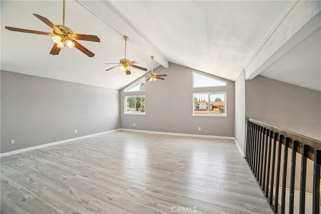 6114 Sard St, Rancho Cucamonga, CA 91701 - empty room with ceiling fan, light wood-style floors, and baseboards