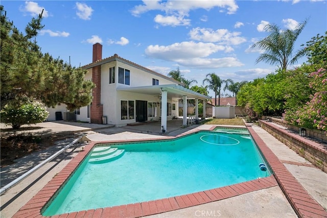 6114 Sard St, Rancho Cucamonga, CA 91701 - view of swimming pool featuring a patio area and a ceiling fan