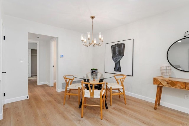 4532 Dawson Ave Unit 3, San Diego, CA 92115 - dining area featuring a chandelier, light wood finished floors, and baseboards