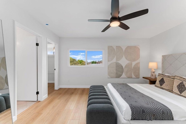 4532 Dawson Ave Unit 3, San Diego, CA 92115 - bedroom with light wood-style flooring, baseboards, ceiling fan, and a walk in closet