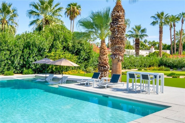 72408 Desert Dr, Rancho Mirage, CA 92270 - outdoor pool featuring a patio
