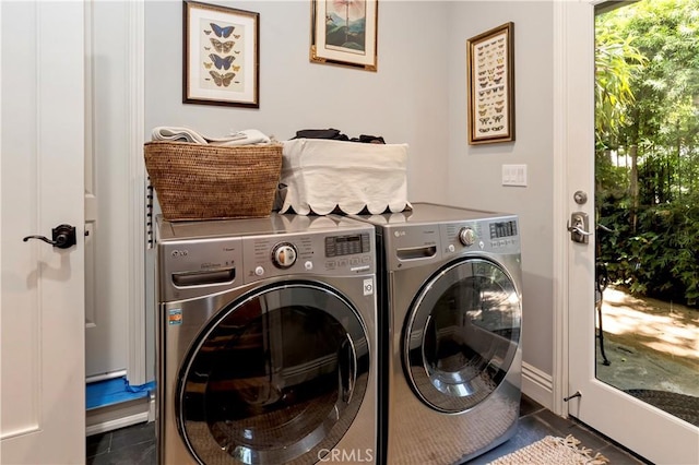 302 W Carter Ave, Sierra Madre, CA 91024 - washroom with separate washer and dryer and tile patterned flooring