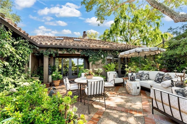302 W Carter Ave, Sierra Madre, CA 91024 - view of patio / terrace with french doors and outdoor lounge area
