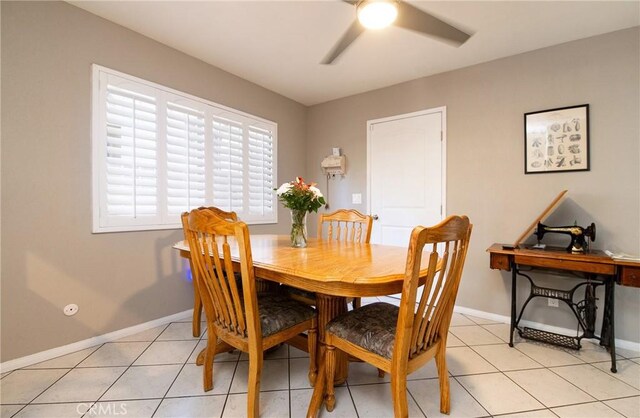 900 E Sagebank St, Carson, CA 90746 - dining space with ceiling fan, light tile patterned floors, and baseboards
