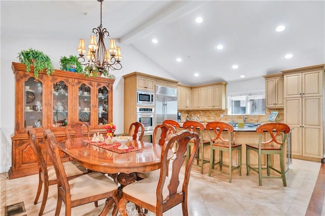 724 S Broadway Unit B, Redondo Beach, CA 90277 - dining space with a chandelier, recessed lighting, and light tile patterned flooring