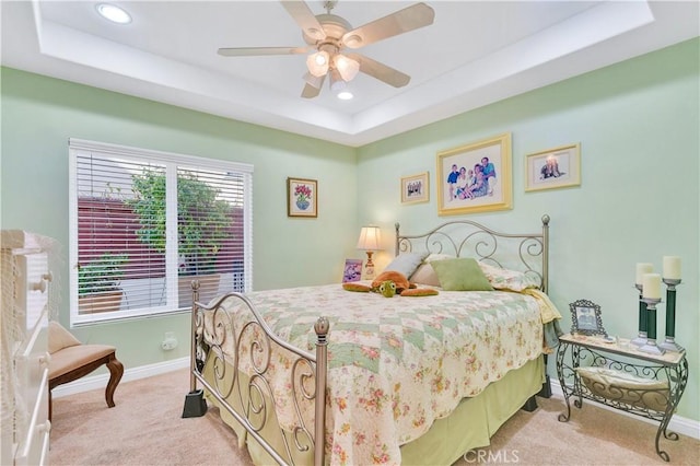 724 S Broadway Unit B, Redondo Beach, CA 90277 - bedroom with carpet floors, a raised ceiling, recessed lighting, and baseboards