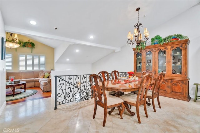 724 S Broadway Unit B, Redondo Beach, CA 90277 - dining space with a chandelier, light tile patterned flooring, and recessed lighting
