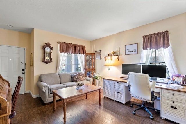 31081 Bunker Dr, Temecula, CA 92591 - office featuring dark wood-style floors