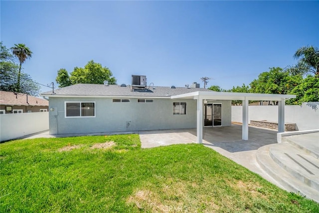 28732 Paseo Diablo, Menifee, CA 92587 - rear view of house with stucco siding, central AC unit, a patio, and a carport