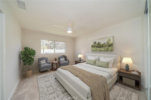 28732 Paseo Diablo, Menifee, CA 92587 - bedroom with light colored carpet, baseboards, and ceiling fan