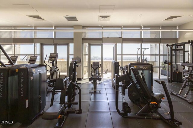 1155 S Grand Ave Unit 1403, Los Angeles, CA 90015 - workout area with healthy amount of natural light and a wall of windows