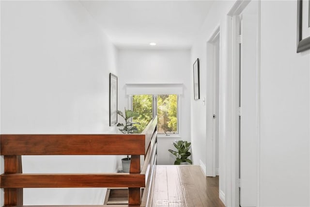 749 Canyon Crest Dr, Sierra Madre, CA 91024 - stairway featuring recessed lighting and wood finished floors