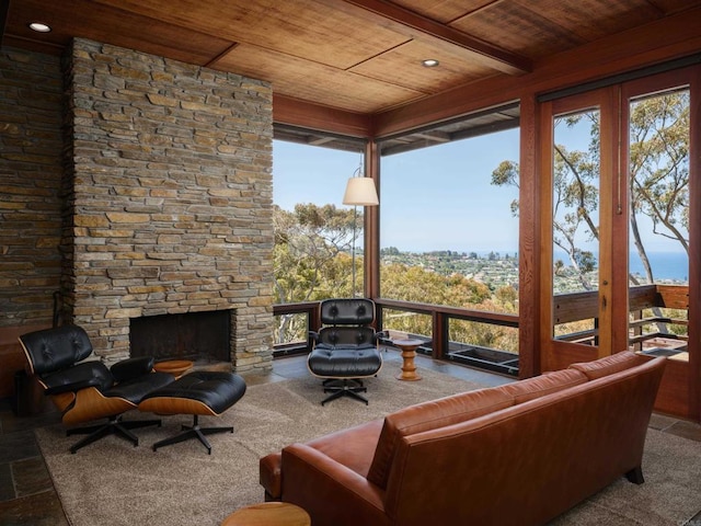 7226 Romero Dr, La Jolla, CA 92037 - view of patio with an outdoor living space with a fireplace