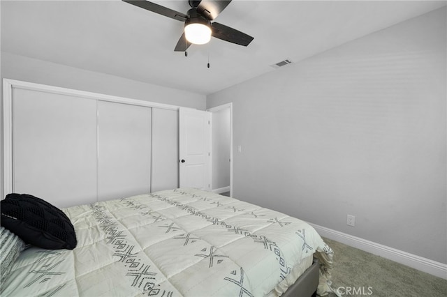 4622 San Jose St Unit W, Montclair, CA 91763 - carpeted bedroom with baseboards, a closet, and a ceiling fan
