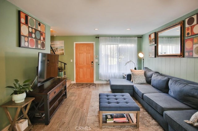 4502 Bates Dr, Yorba Linda, CA 92886 - living area with wood finished floors, recessed lighting, baseboards, and wooden walls
