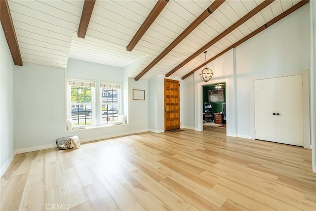 5940 Avenida Antigua, Yorba Linda, CA 92887 - unfurnished living room with light wood finished floors, wooden ceiling, and baseboards