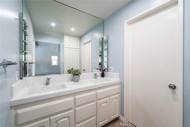 5940 Avenida Antigua, Yorba Linda, CA 92887 - full bathroom featuring double vanity, recessed lighting, and ceiling fan