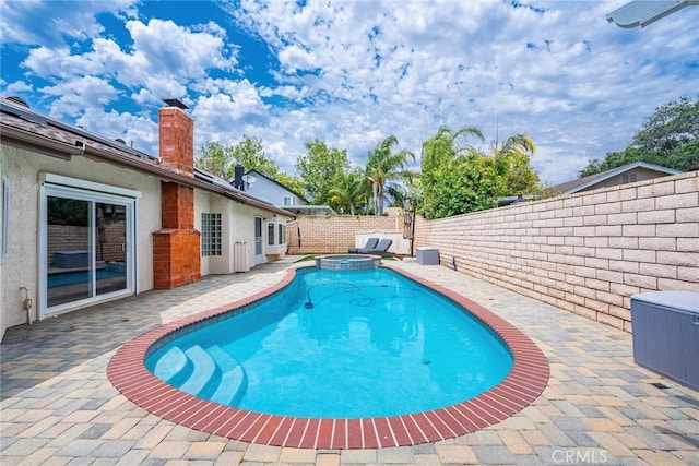 5940 Avenida Antigua, Yorba Linda, CA 92887 - view of swimming pool featuring a fenced backyard, a patio area, and a pool with connected hot tub