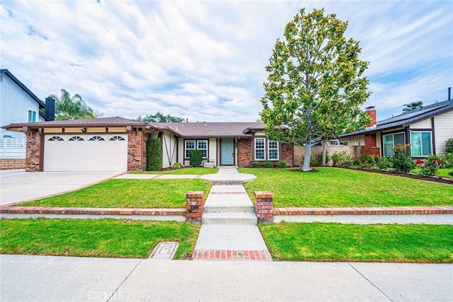 5940 Avenida Antigua, Yorba Linda, CA 92887 - ranch-style home featuring a garage, a front yard, driveway, and brick siding
