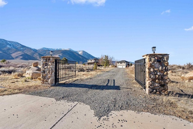 604 River Ranch Rd, Markleeville, CA 96120 - gate featuring a mountain view