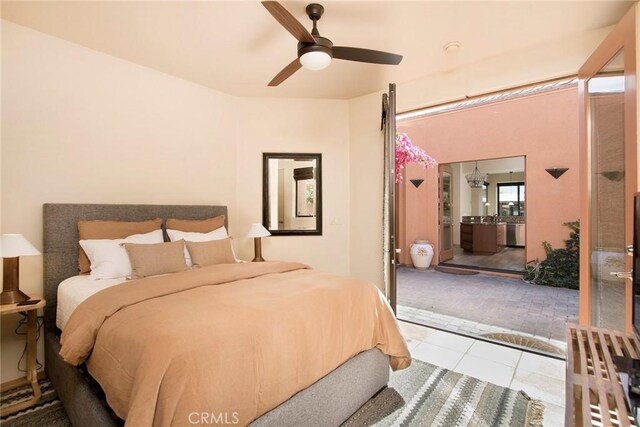 50135 Camino Privado Ln, Quinta, CA 92253 - tiled bedroom featuring ceiling fan