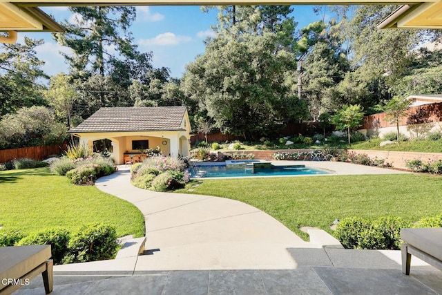 2060 Windover Rd, Pasadena, CA 91107 - view of swimming pool featuring an outbuilding and a patio area