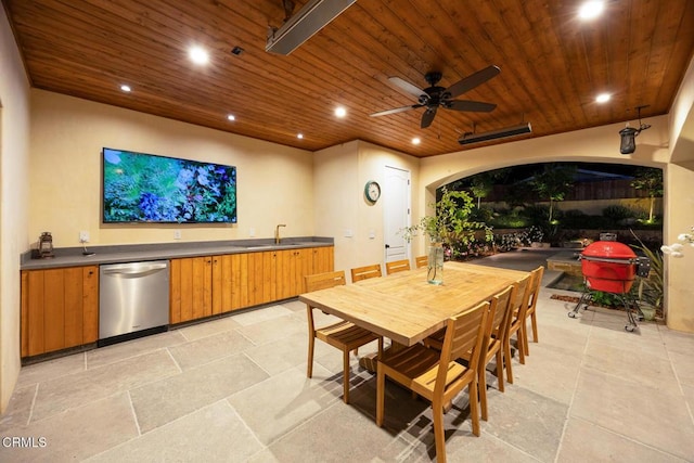 2060 Windover Rd, Pasadena, CA 91107 - view of patio with outdoor dining space, a ceiling fan, and a sink