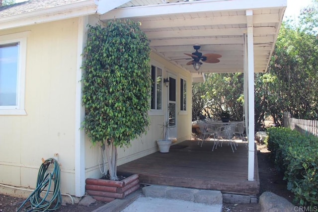 29730 Red Mountain Rd, Valley Center, CA 92082 - wooden terrace with a ceiling fan
