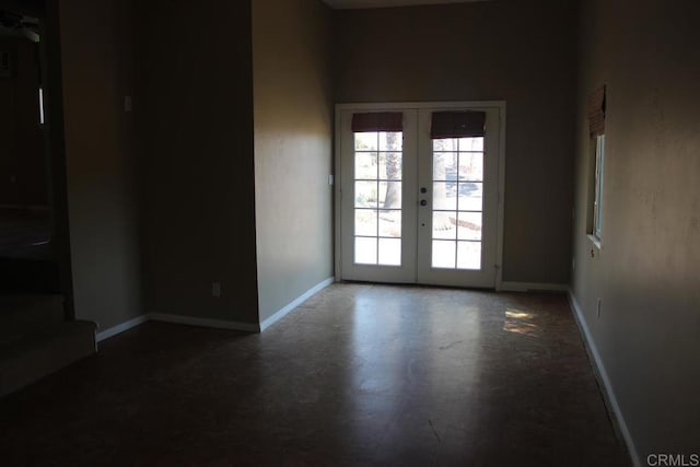 29730 Red Mountain Rd, Valley Center, CA 92082 - empty room with french doors, baseboards, and stairs