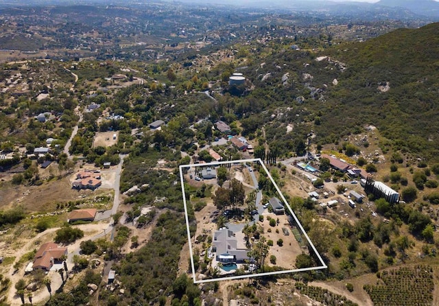 29730 Red Mountain Rd, Valley Center, CA 92082 - aerial view of property and surrounding area with property boundaries highlighted