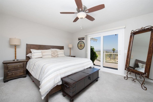 29730 Red Mountain Rd, Valley Center, CA 92082 - bedroom with access to exterior, light colored carpet, and ceiling fan