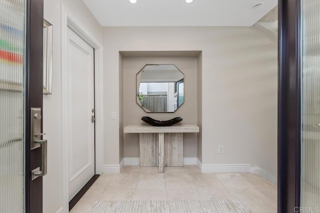 12812 Caminito En Flor, Del Mar, CA 92014 - hall featuring baseboards, light tile patterned floors, and recessed lighting
