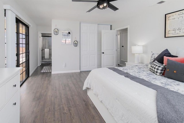 23912 Benito Way, Ramona, CA 92065 - bedroom with wood finished floors, a closet, and a ceiling fan