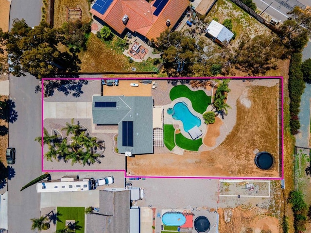 23912 Benito Way, Ramona, CA 92065 - aerial view of property and surrounding area with a pool area and property boundaries highlighted
