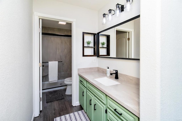 23912 Benito Way, Ramona, CA 92065 - bathroom featuring vanity, a stall shower, and wood finished floors
