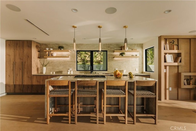 2608 Zorada Dr, Los Angeles, CA 90046 - bar area featuring wood walls, a sink, and decorative light fixtures