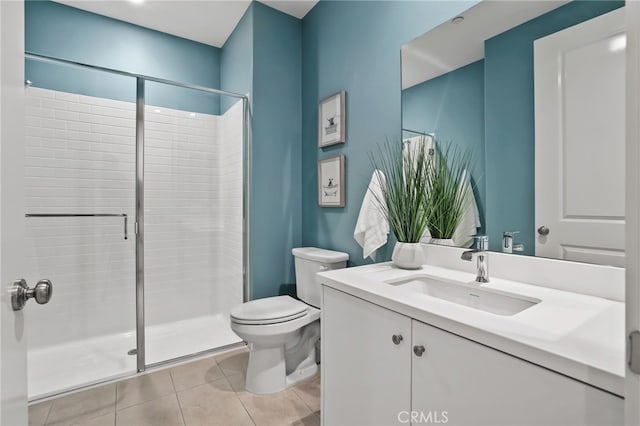 108 Coastal Gdn, Irvine, CA 92618 - full bath with toilet, a stall shower, vanity, and tile patterned floors